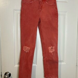 Pilcro and the Letterpress Coral Cropped Jeans. Crosslisted